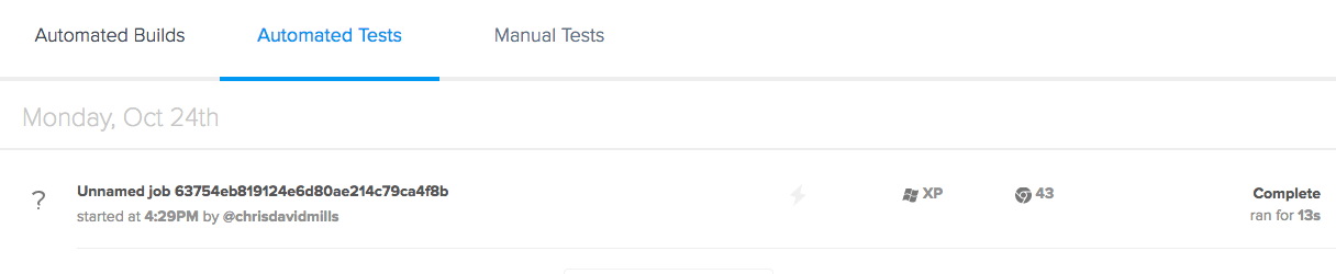 Sauce Labs automated test